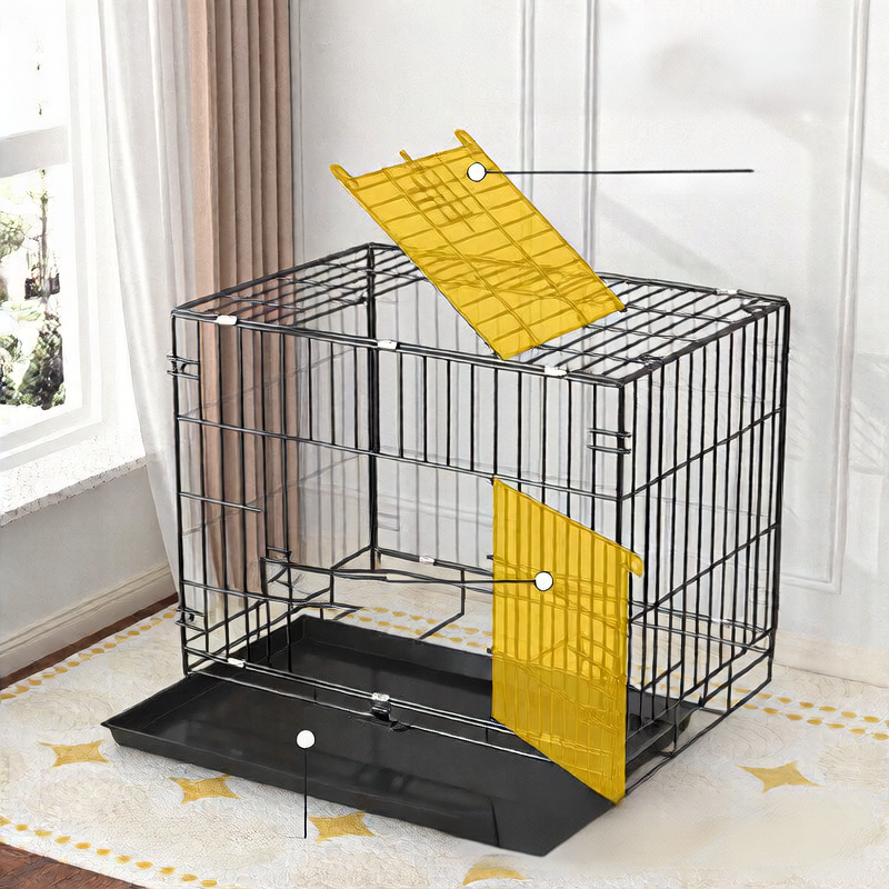 Black foldable wire dog crate with divider panel, photo 2