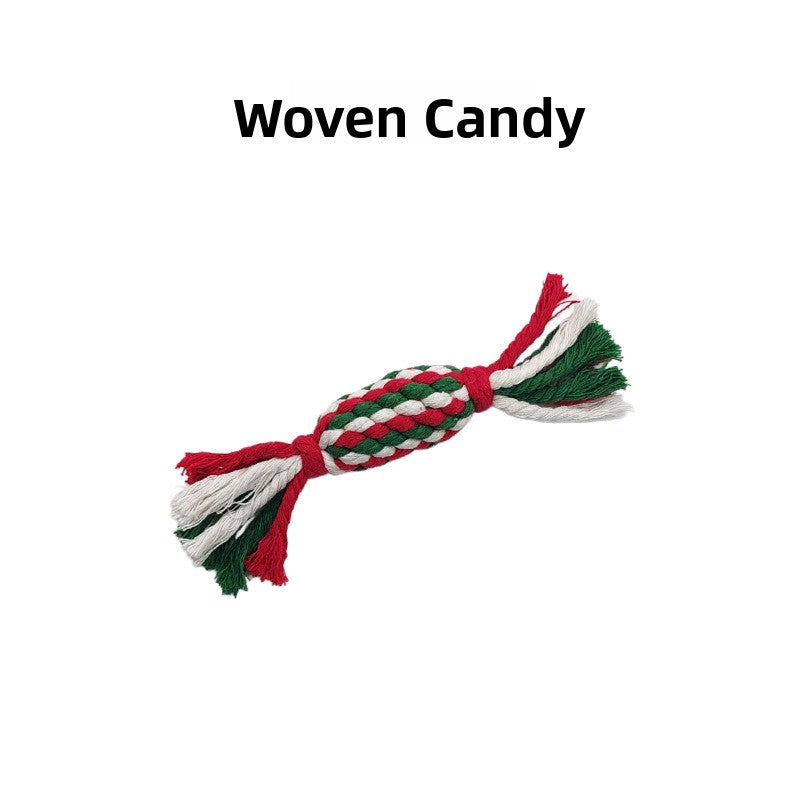 Christmas cotton rope dog toy set with knots for chewing and tug - view 3