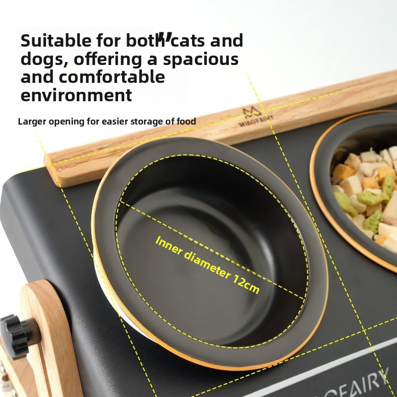 Adjustable Height Ceramic Pet Feeding Bowl with Metal Stand for Cats and Dogs