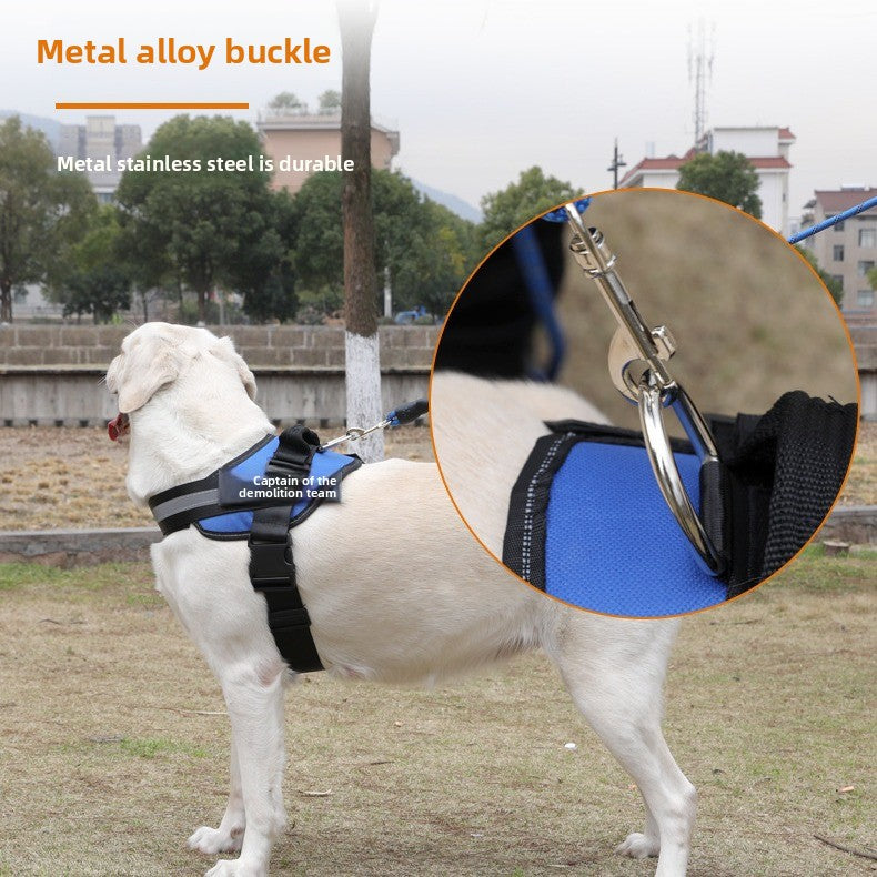 Burst proof dog harness shown in camouflage and bright colours