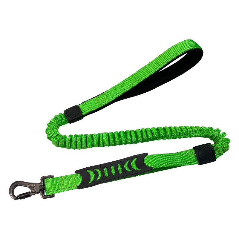 Shock absorbing dog lead and matching collar set in black