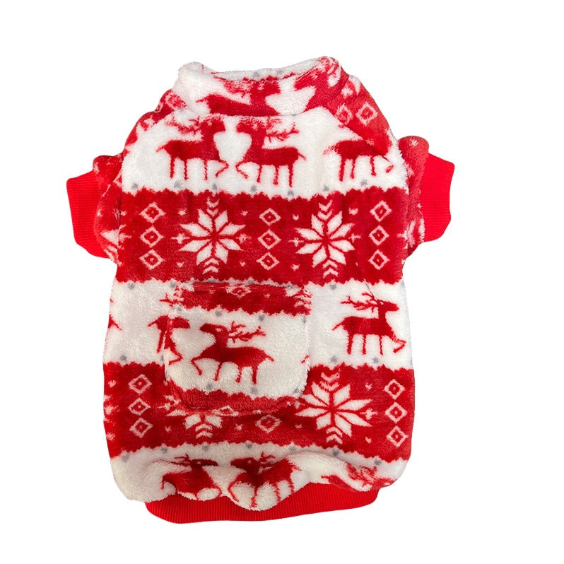 Christmas reindeer print fleece dog jumper, available in 2 colours, image 12