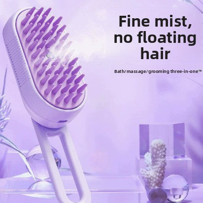 Electric Steam and Spray Pet Brush with Soft Massage Bristles