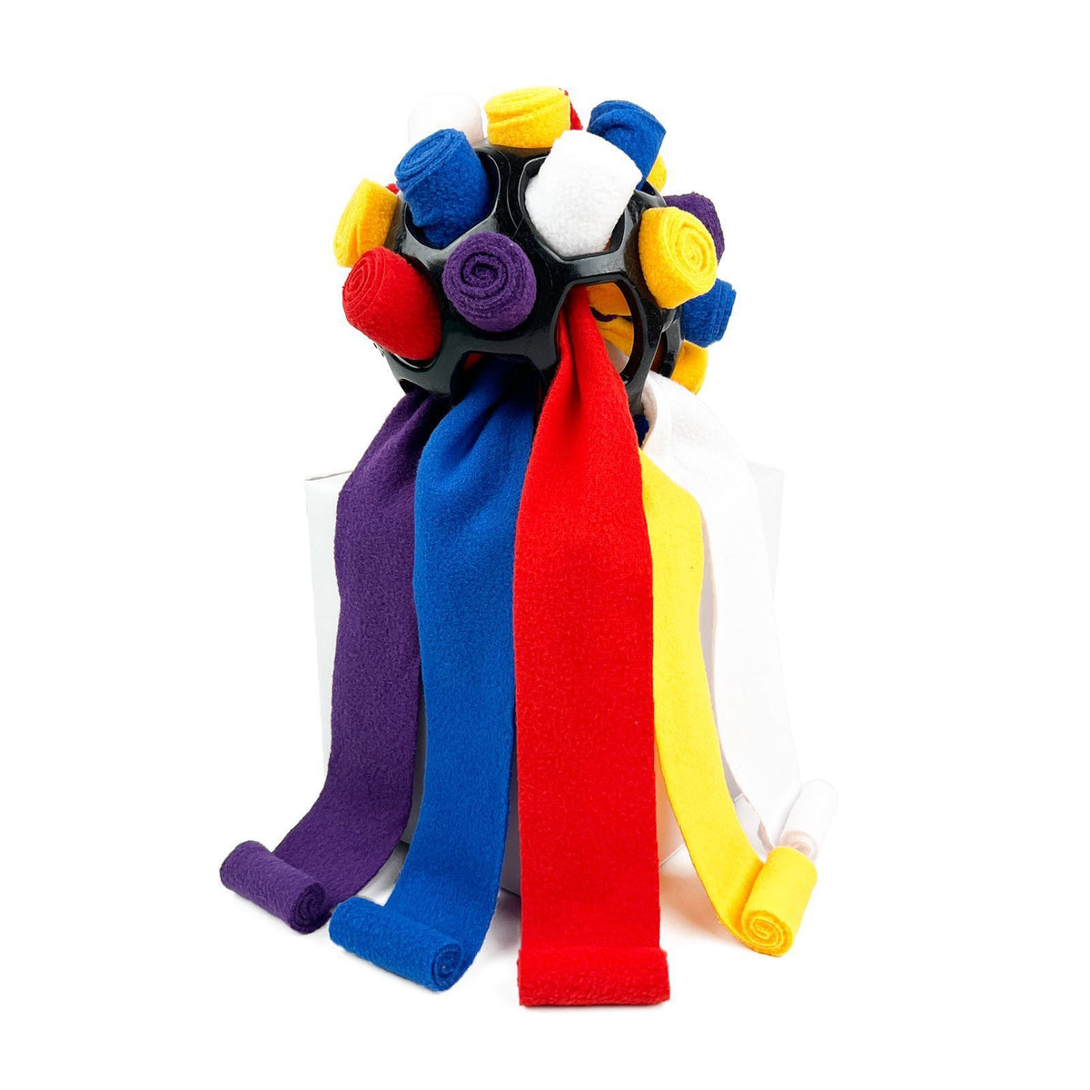 Black fireworks pattern snuffle toy for dogs with soft fabric strips - photo 6