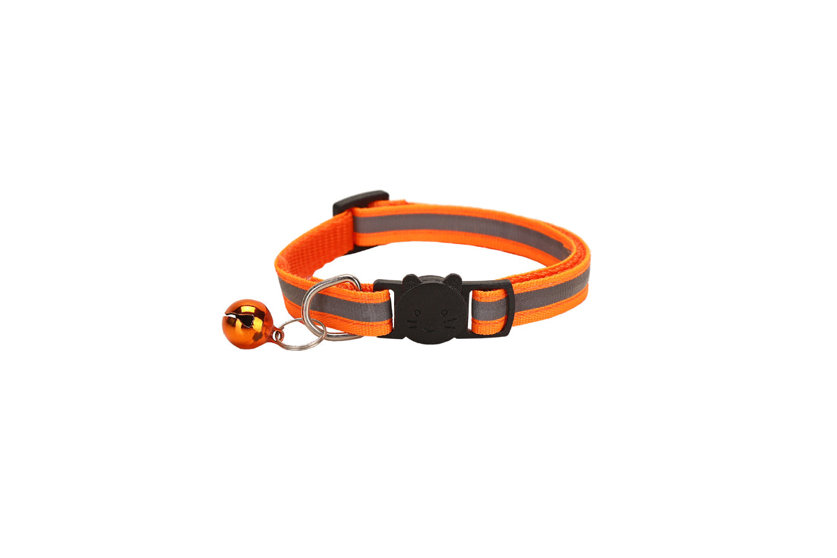 Reflective breakaway cat collar with silicone AirTag holder sleeve and bell, view 8