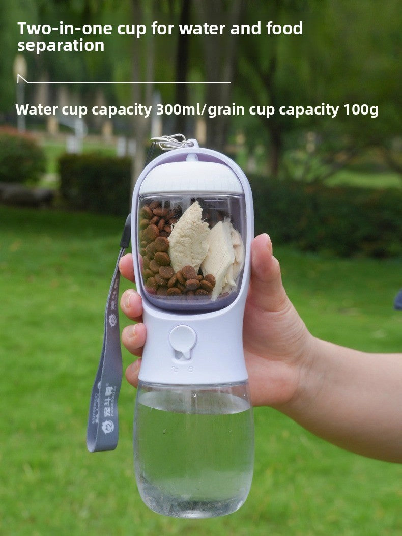 2-in-1 Portable Pet Water Bottle and Food Container for Walks, Leak-Proof Design