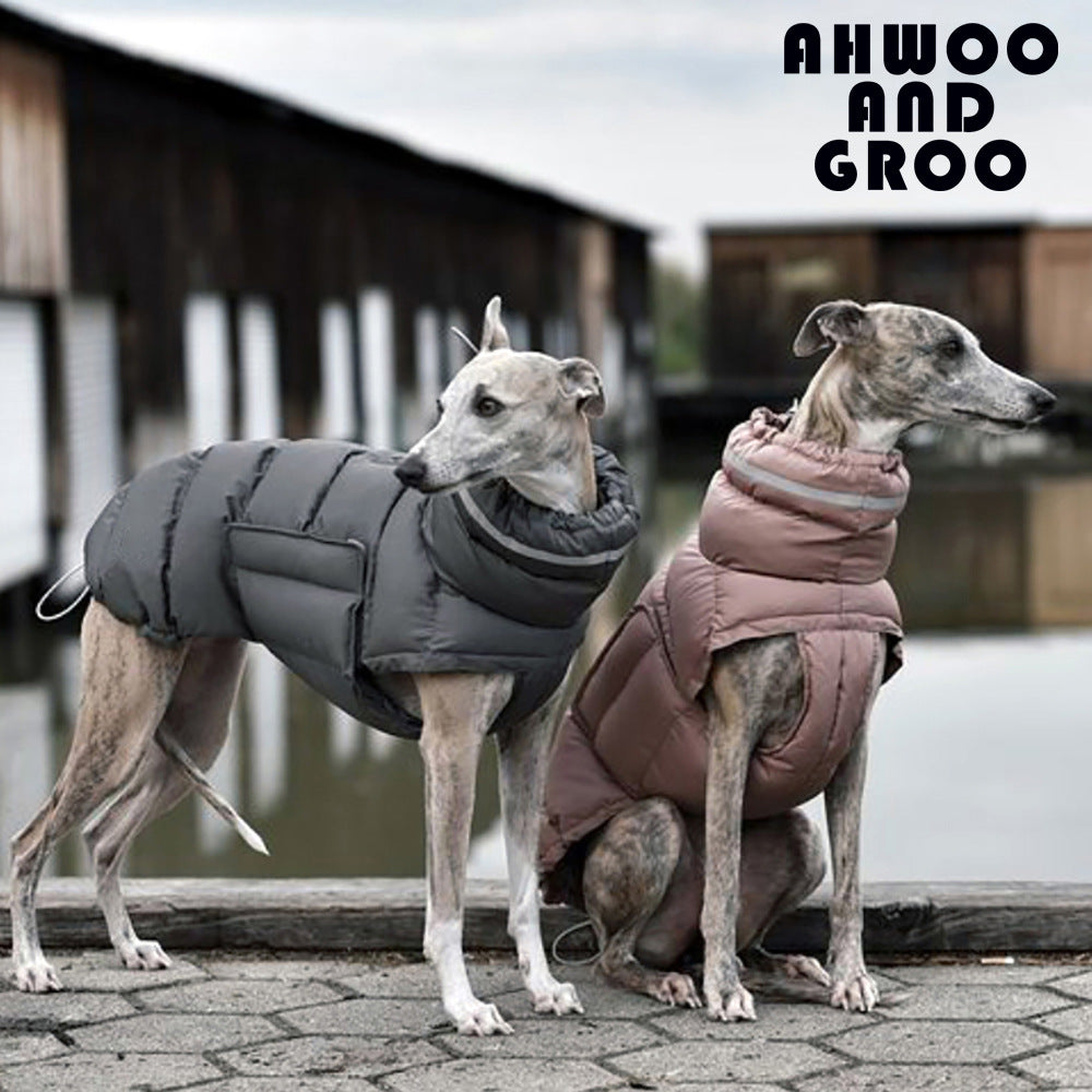 Waterproof padded dog coat with metal buckles, available in 3 colours, image 1