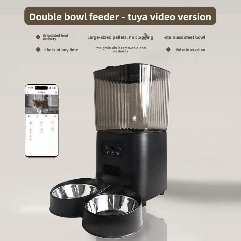 Automatic Cat Feeder with WiFi App Control, Timed Feeding and Optional Camera