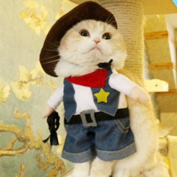 Cowboy denim look hooded jumpsuit for dogs and cats, in Denim Cowboy, image 2
