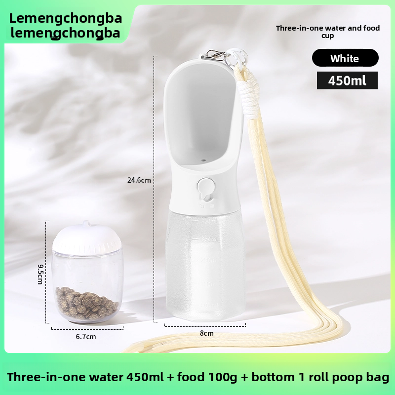 2-in-1 Portable Pet Water Bottle and Food Container for Walks, Leak-Proof Design