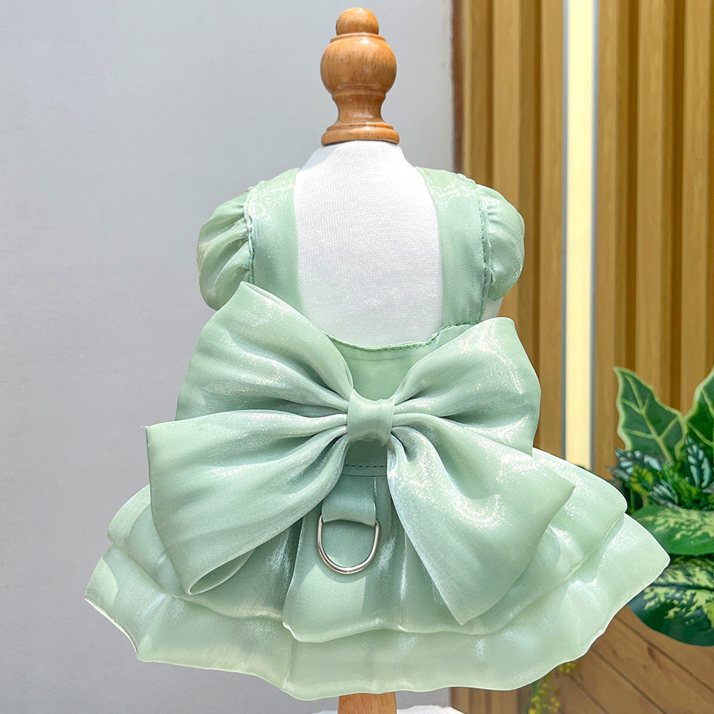 Lace pet wedding dress for small dogs and cats in Teal, size Medium