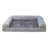 Cat lying on a light grey square sponge pet bed