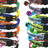 Striped reflective cat collar with bell, close-up detail view