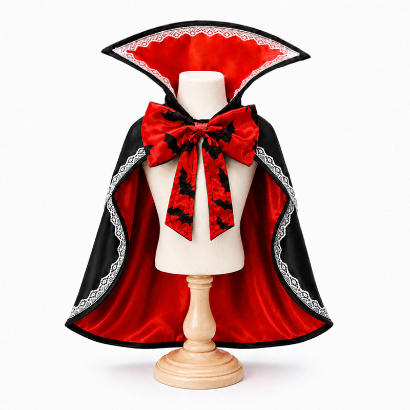 Red knight style Halloween cape with lace for dogs, photo 6