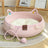 Handmade rattan cat bed with scratching board and ball