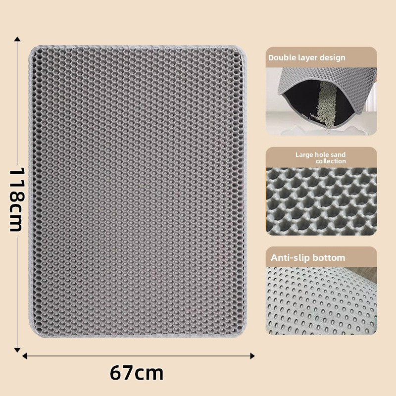 Washable Double Layer Cat Litter Mat, Anti-Tracking Floor Guard