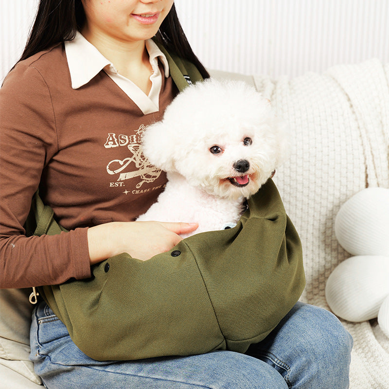 Crossbody cat carrier sling with phone pocket in pink