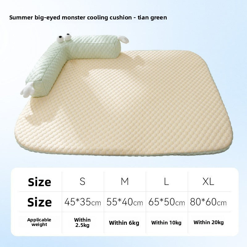 Cooling ice pad cat bed with raised edge in blue, photo 9