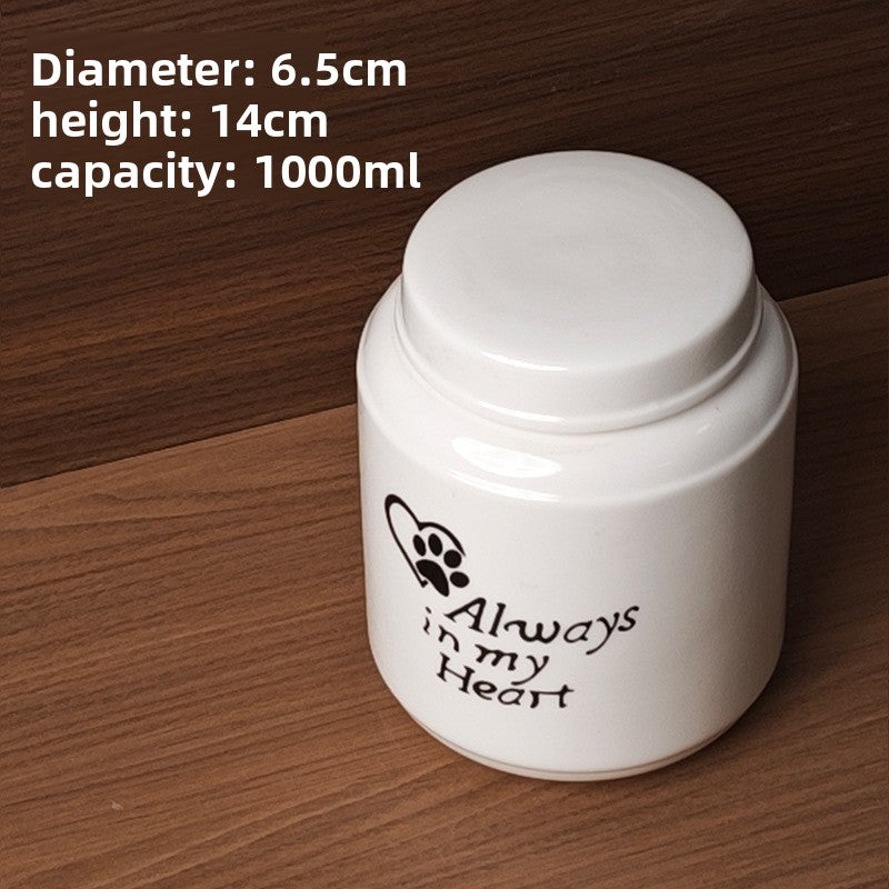 Ceramic Pet Memorial Urn with Sealed Lid and Paw Print Design for Pets 12-20kg
