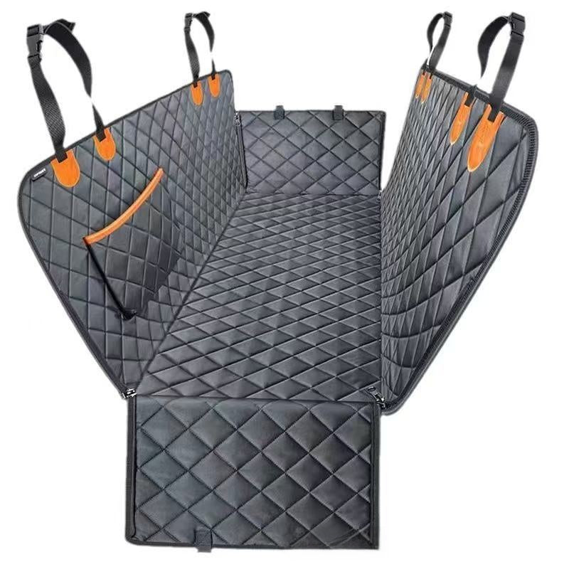 Waterproof dog car seat cover for rear seats, close-up detail view