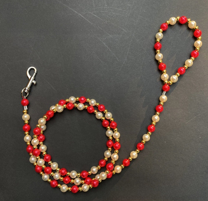 Pearl beaded harness lead for dogs and cats, available from Pet Royale UK