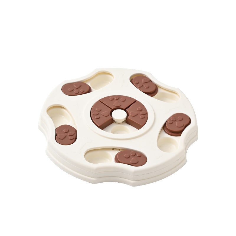 Dog puzzle slow feeder bowl in Five Point, Milky White