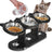 Adjustable wooden pet bowl stand with two bowls