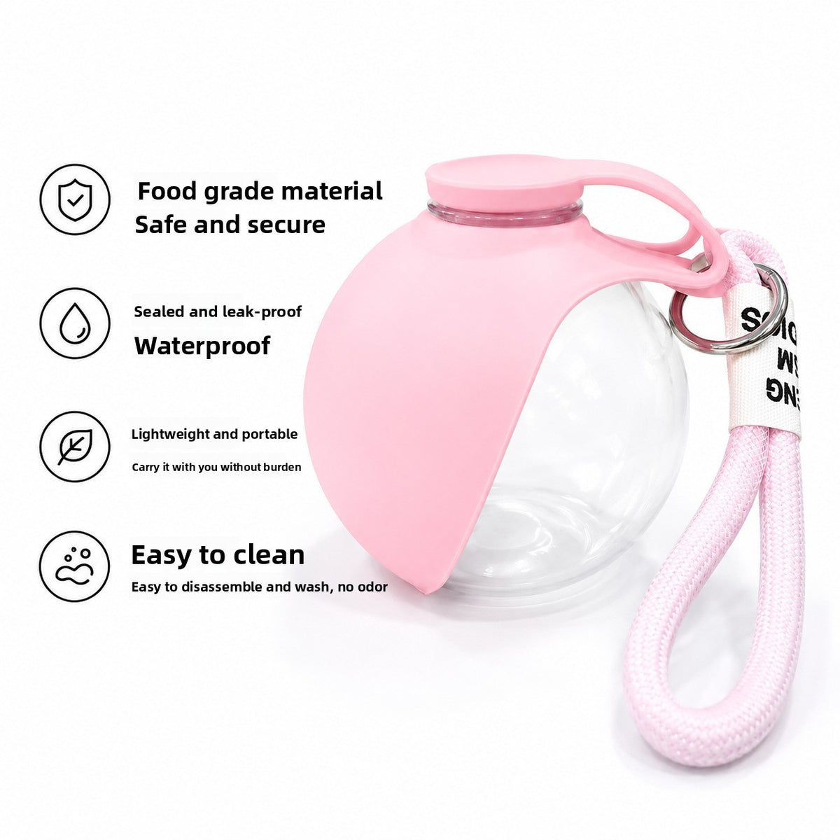 Foldable Stainless Steel Pet Travel Water Bowl with Hanging Rope Hook for Dogs