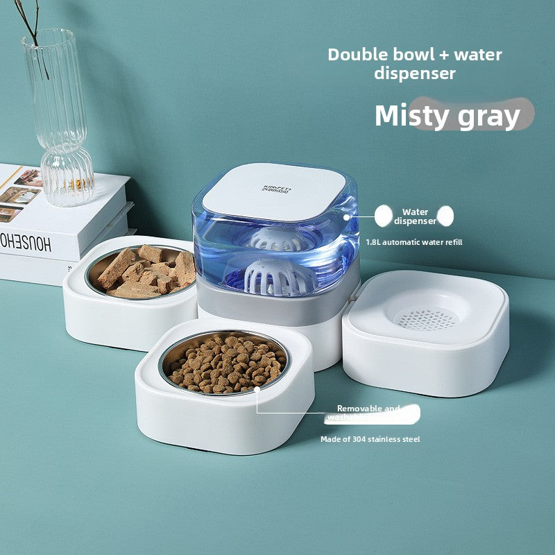 Elevated Double or Triple Pet Food and Water Bowl with Anti-Spill Base for Cats and Dogs