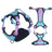 Reflective gradient dog harness in cyan blue with matching lead