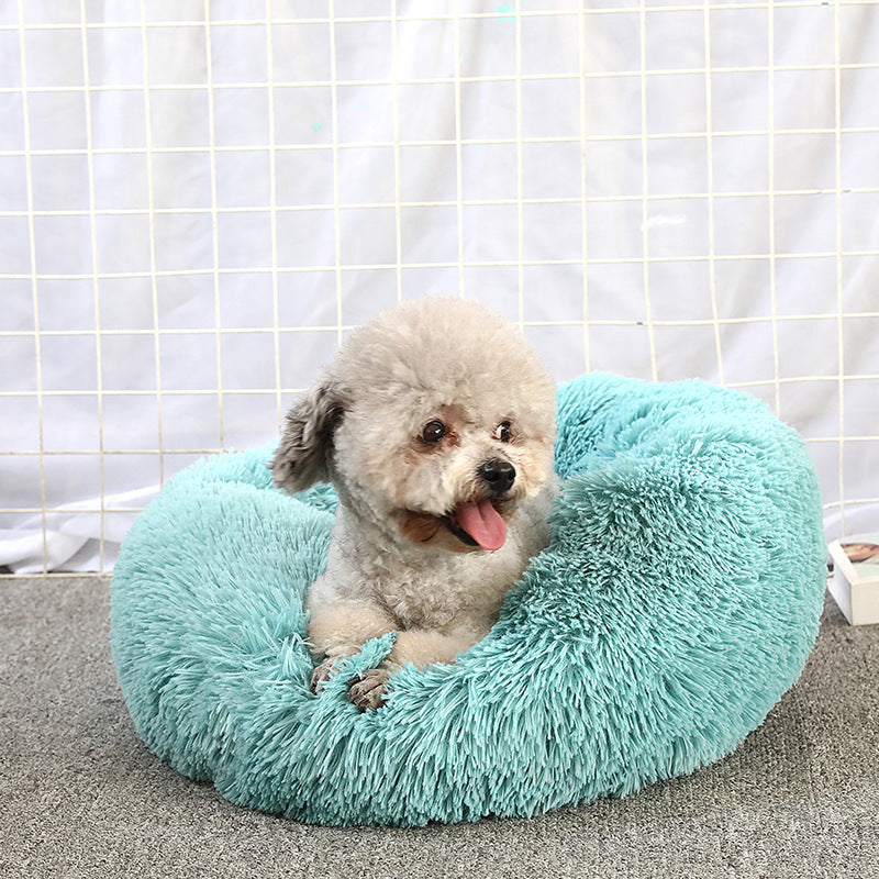 Round Plush Pet Bed Donut Cat Dog Nest Mat