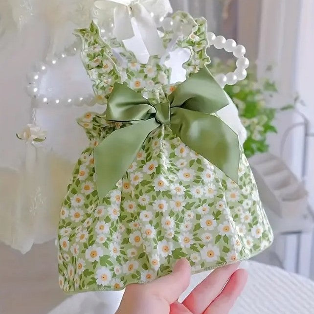 Daisy print strap dress for dogs and cats, available in 5 colours, image 2