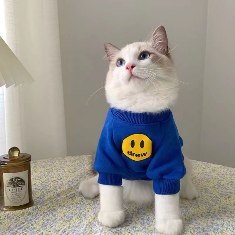 Smiley face cotton cat jumper in Red Smiley, front view