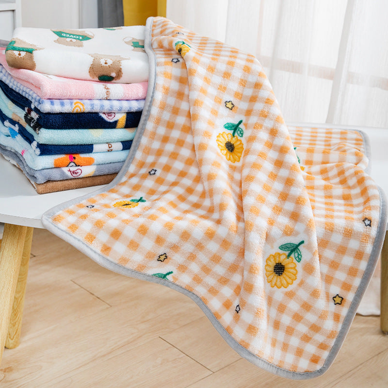 Orange check flannel blanket for dogs and cats