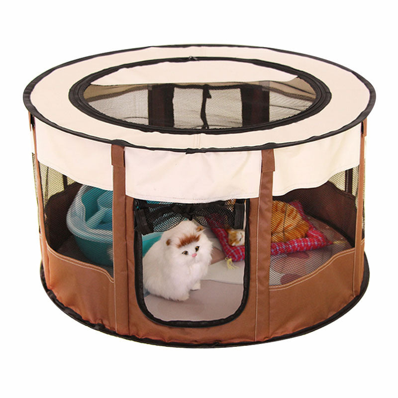 Foldable Oxford cloth pet playpen tent with mesh panels, product image 46