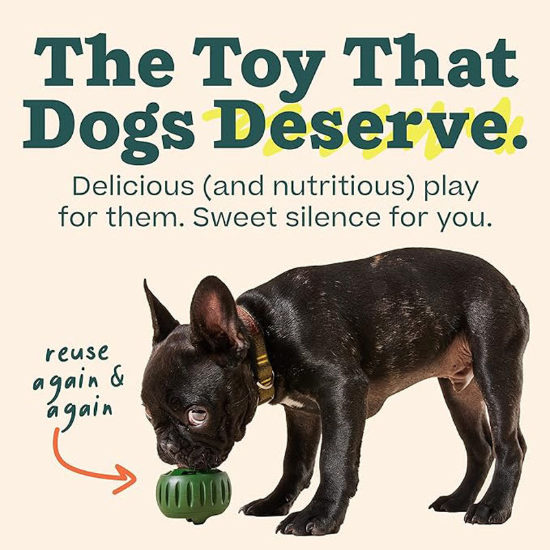 Silicone treat dispensing ball for dogs in green with open design - photo 1