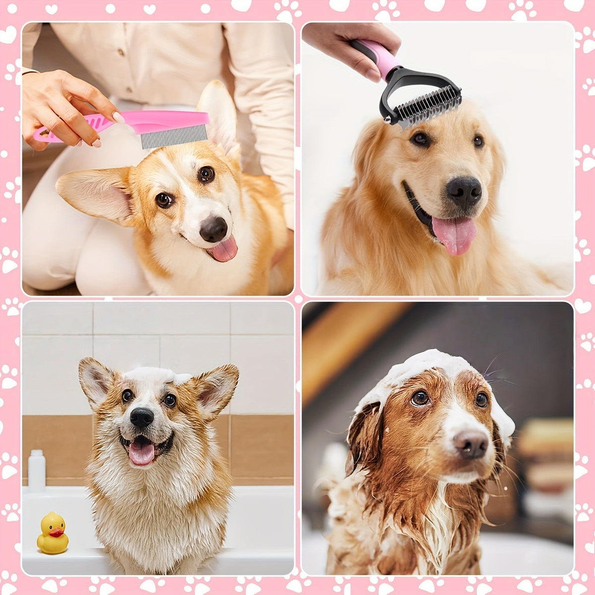 8-Piece Pet Grooming Kit with Slicker Brush, Combs and Nail Clipper