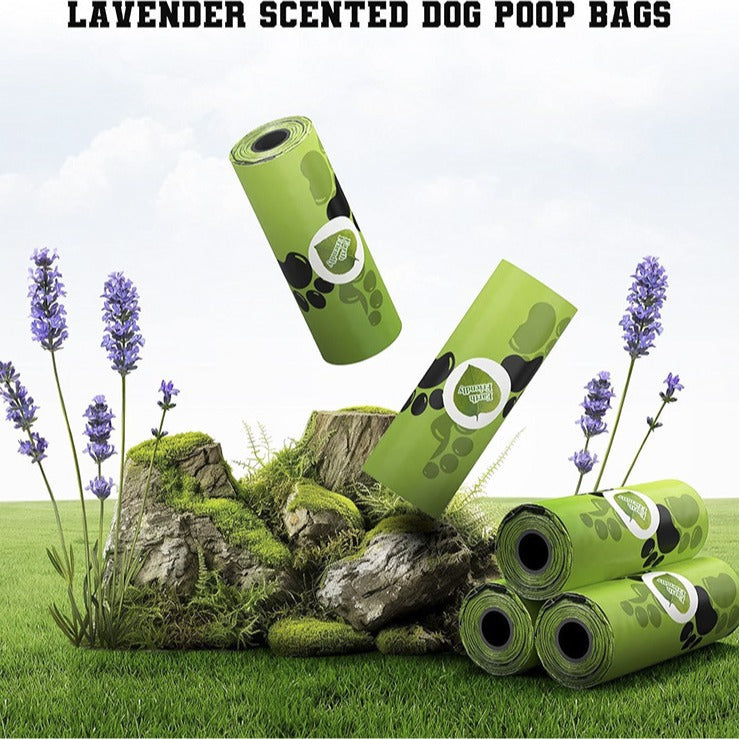 Scented Biodegradable Dog Poop Bags with Dispenser, Bulk Rolls