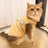 Fleece lined pet vest with back lead opening in Green Puppy, close-up detail