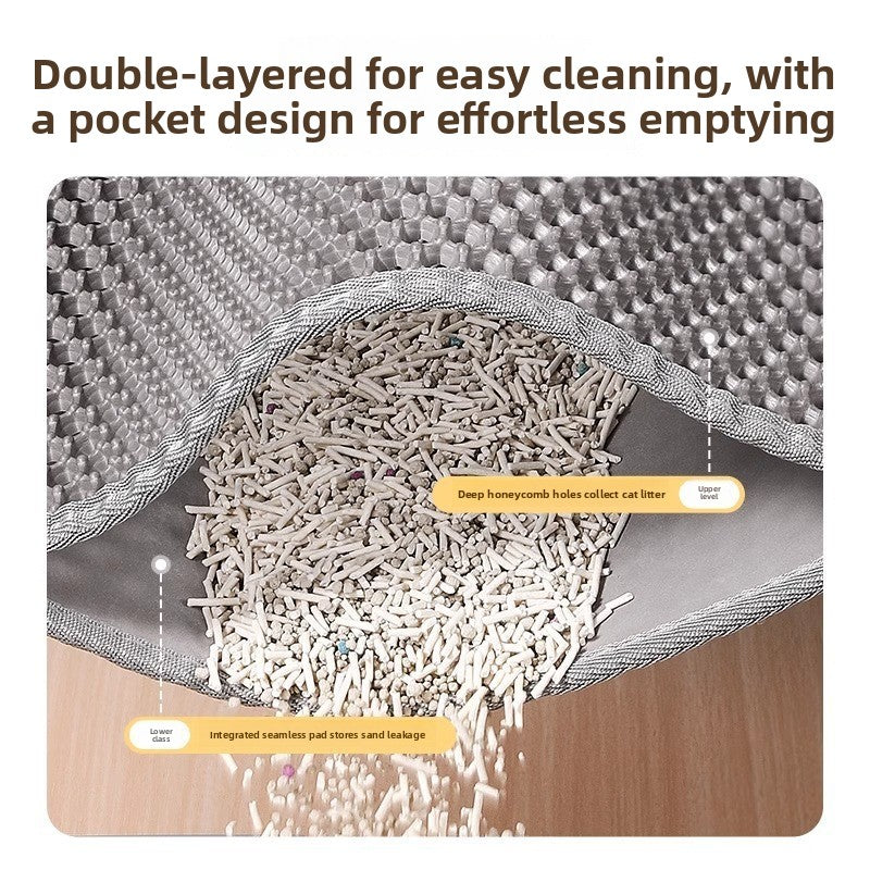 Washable Double Layer Cat Litter Mat, Anti-Tracking Floor Guard