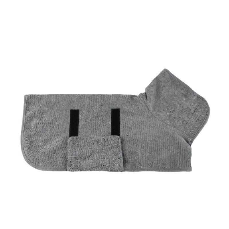 Thick microfibre dog bathrobe with full coverage in Green, side view
