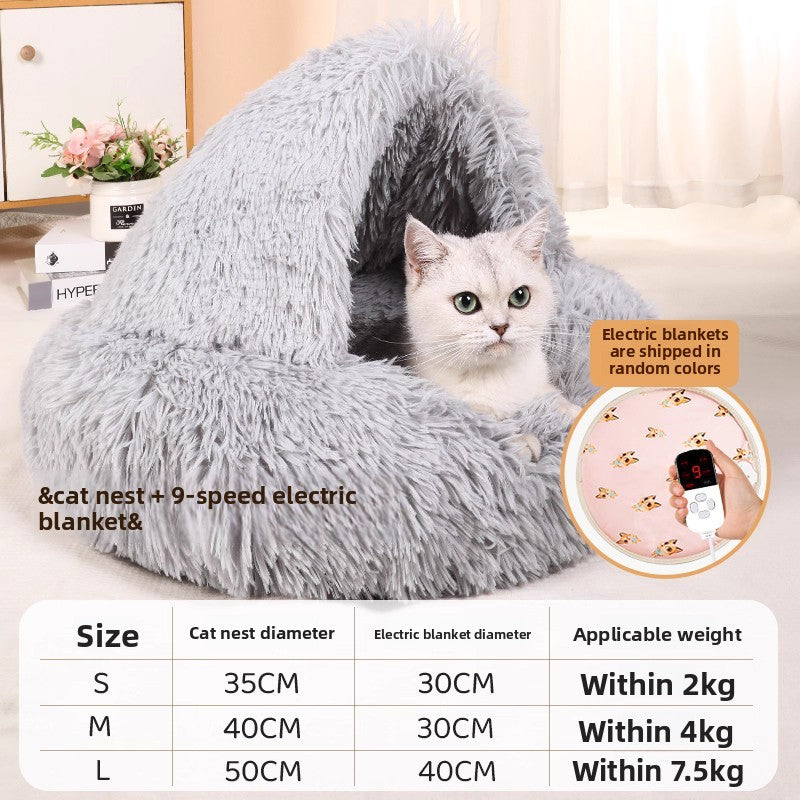 Heated enclosed cat cave bed in 9-Level Heated, size Small 2kg Kitten