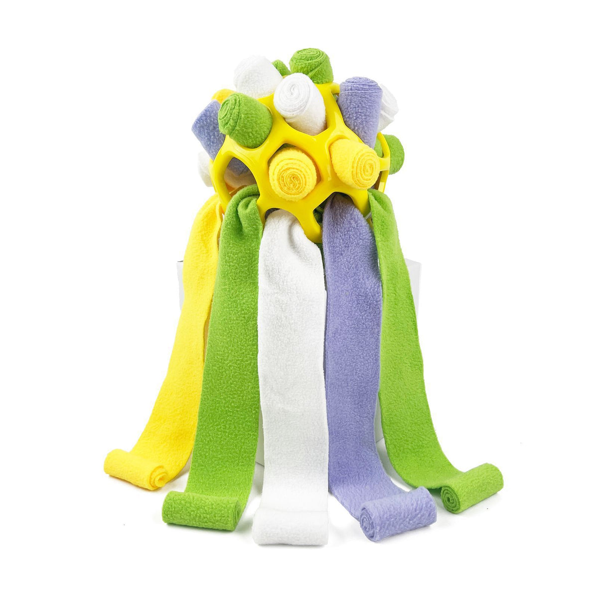 Warm yellow plush snuffle toy with soft folds for hiding treats - photo 4