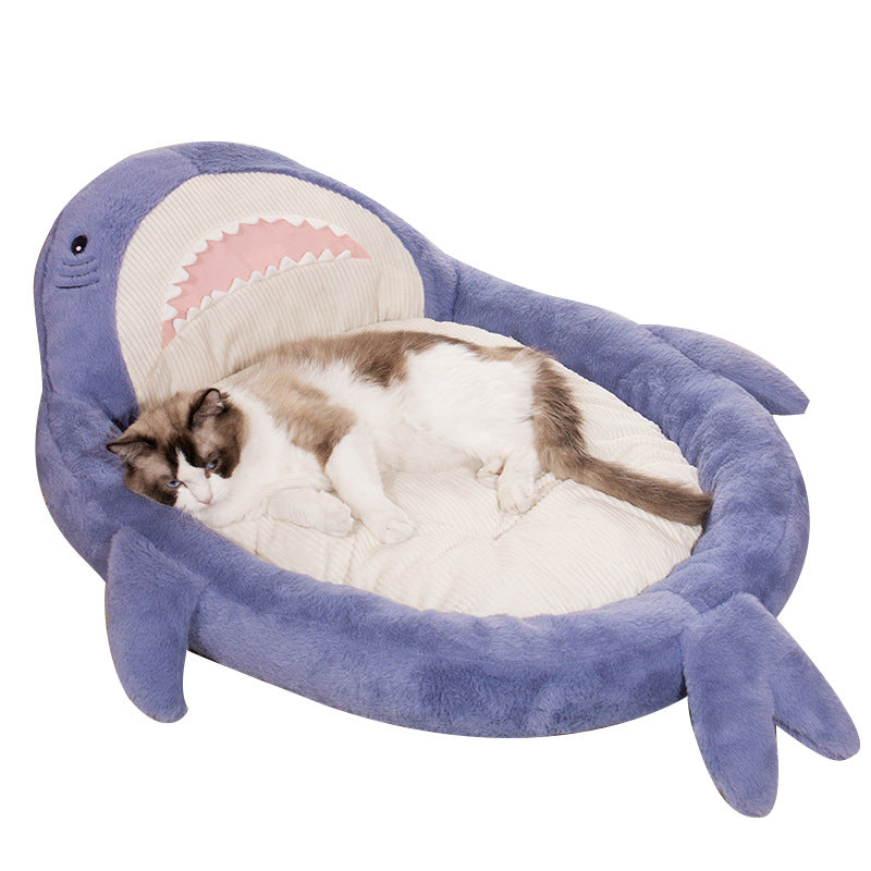 Shark Shape Pet Bed with Non-Slip Base for Cats and Dogs