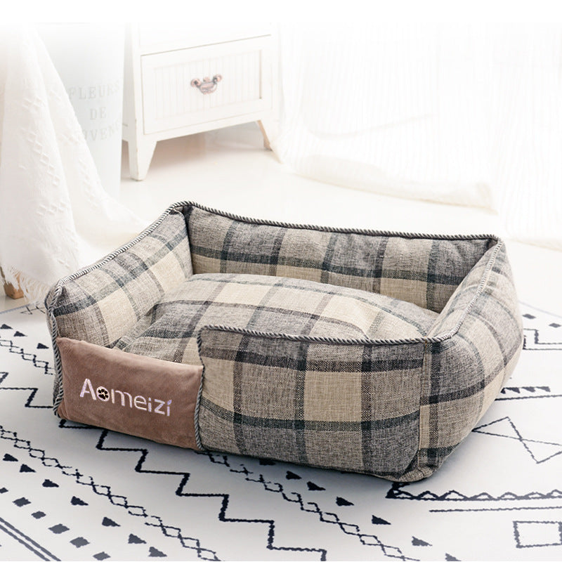 Check pattern pet nest bed with removable washable cover, photo 6 of 77