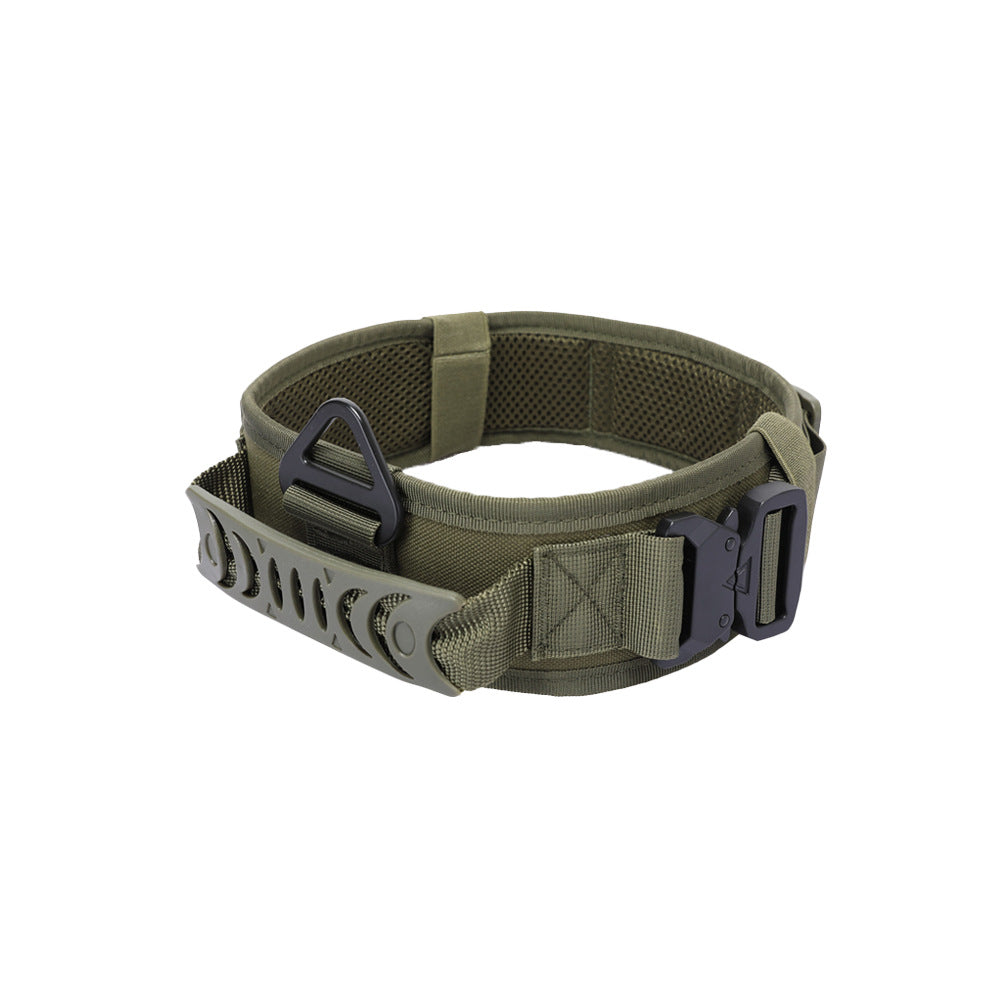 Tactical nylon dog collar with double metal buckle, ideal for everyday use