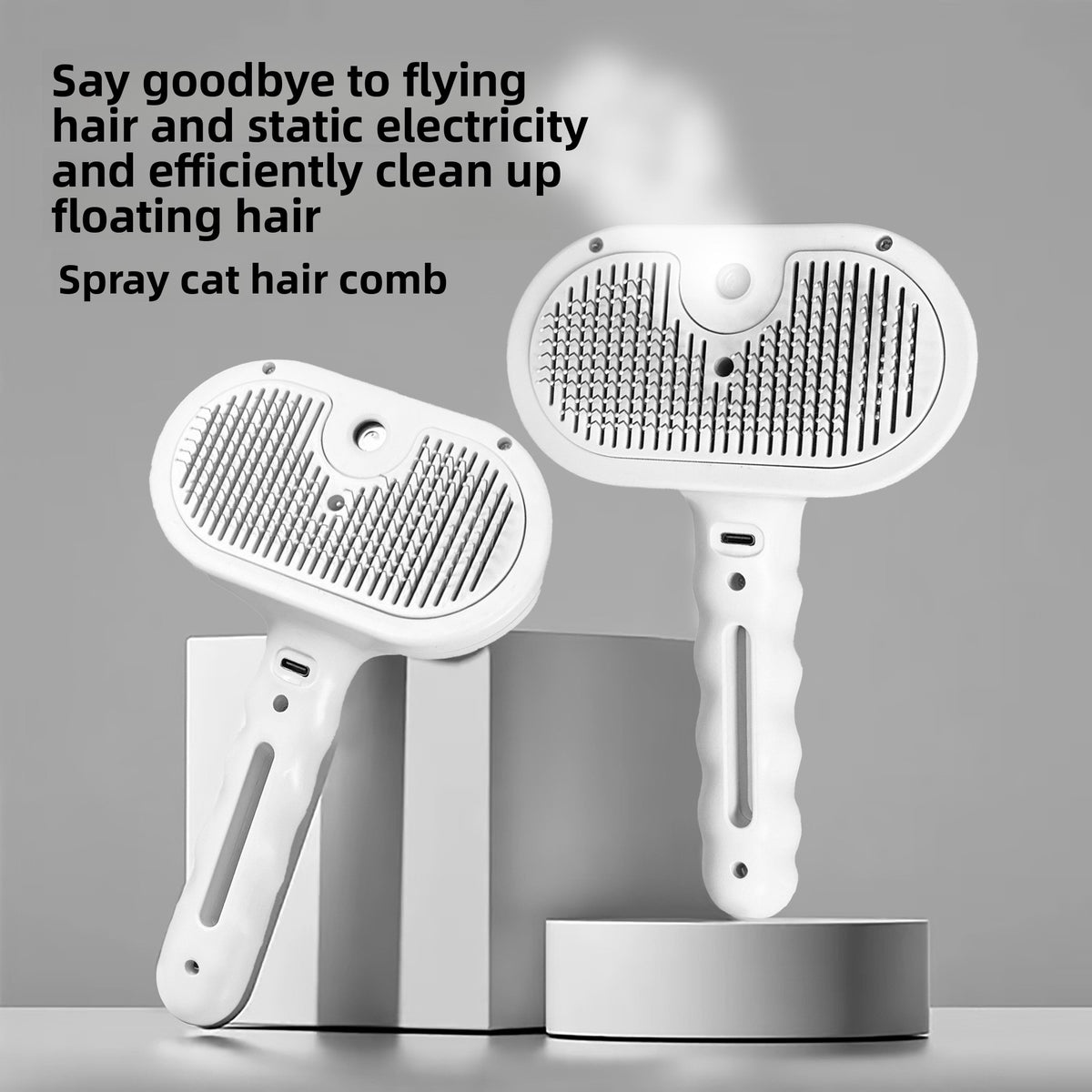 Dual-Sided Pet Spray Comb with Leave-In Essence for Detangling