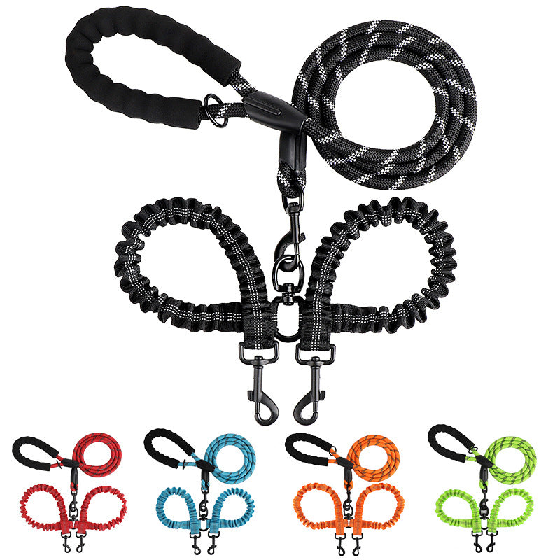 Double ended retractable lead for walking two dogs from one handle