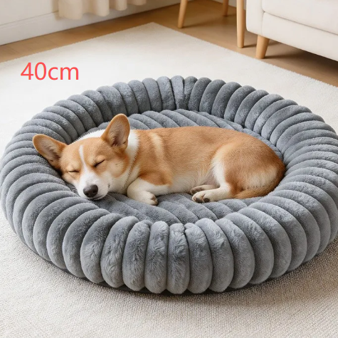 Round Flannel Pet Bed Cushion with PP Cotton Filling
