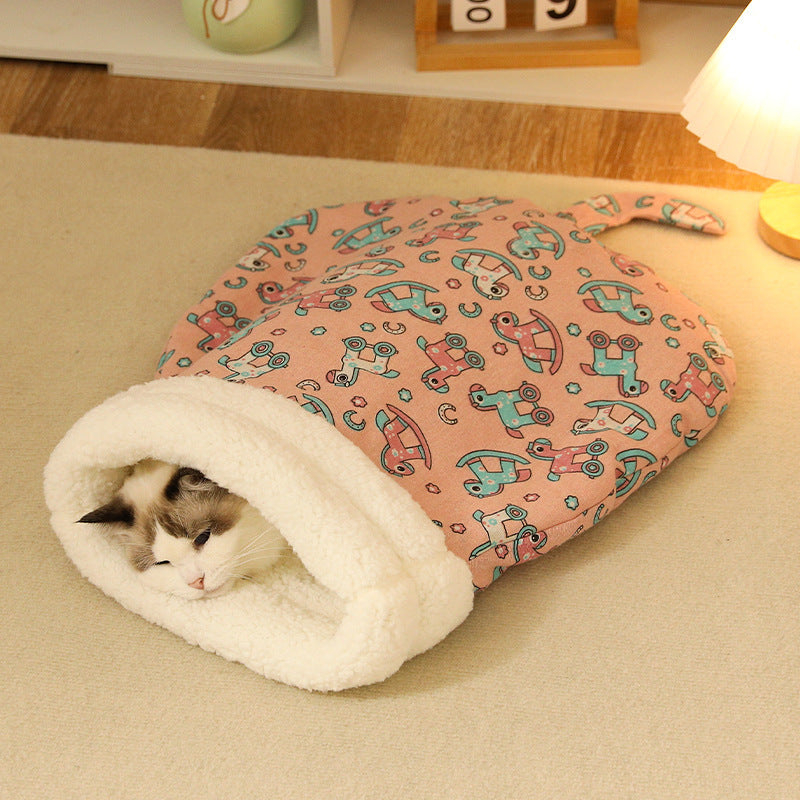 Plush enclosed tunnel cat bed with soft lambswool lining, product image 6